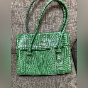 Liz Claiborne Green Faux-Snake Shoulder Tote